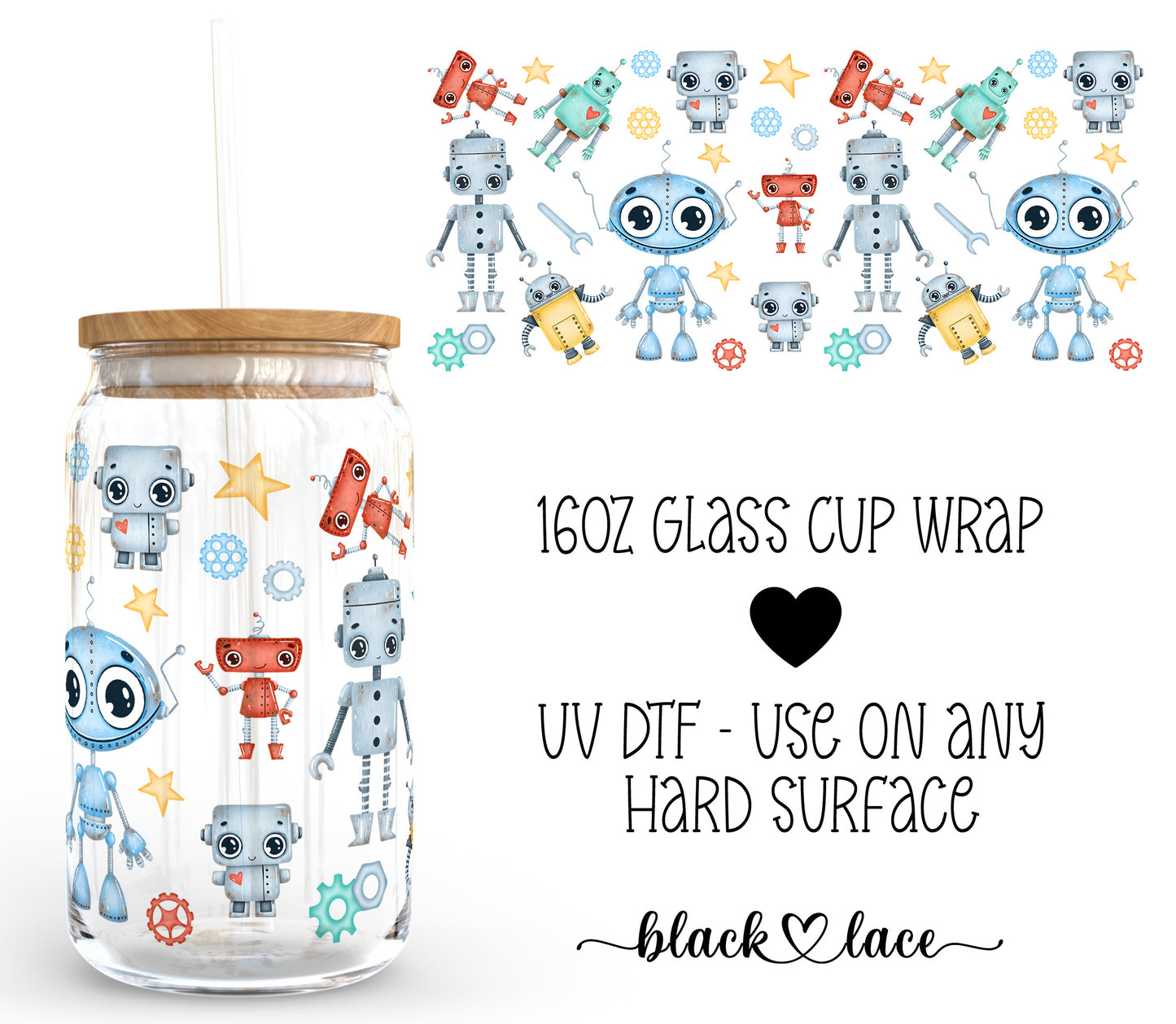 Robots ~16oz cup wrap