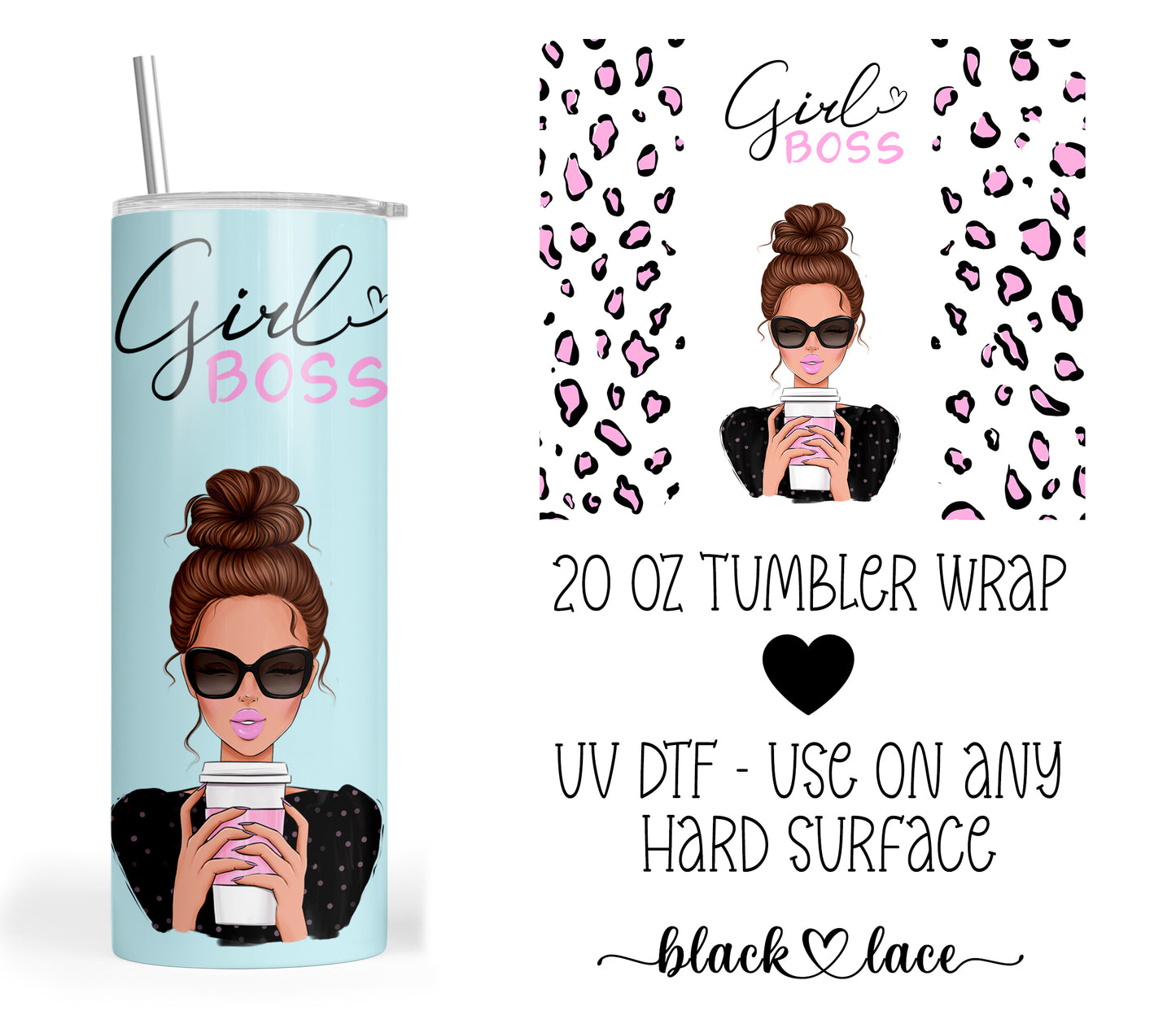 Girl Boss Brunette Hair ~ 20oz Tumbler Wrap